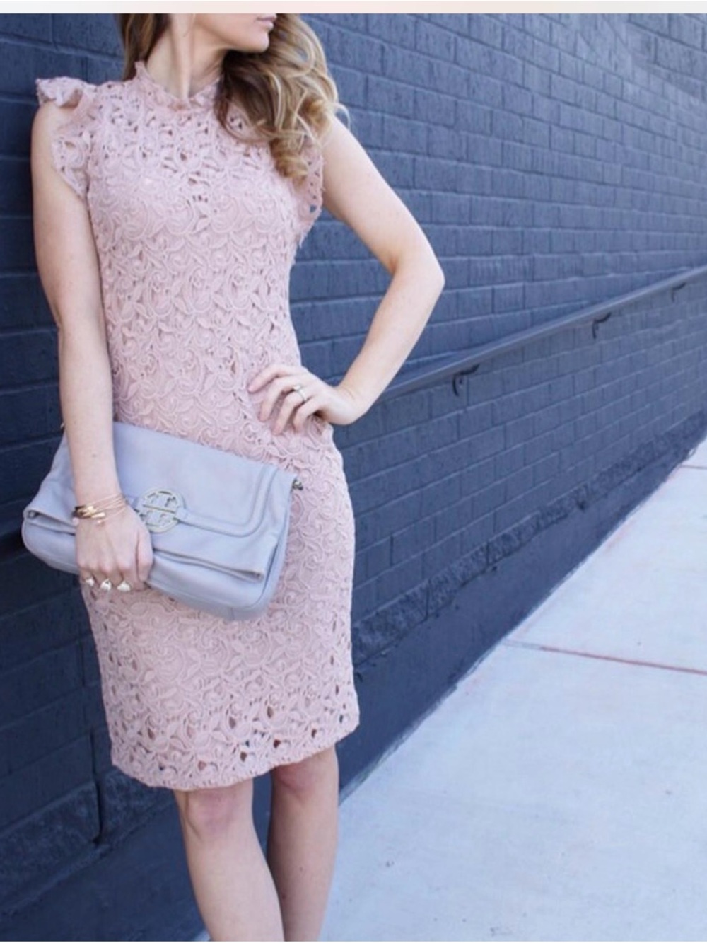 Zara Blush Lace Midi Dress